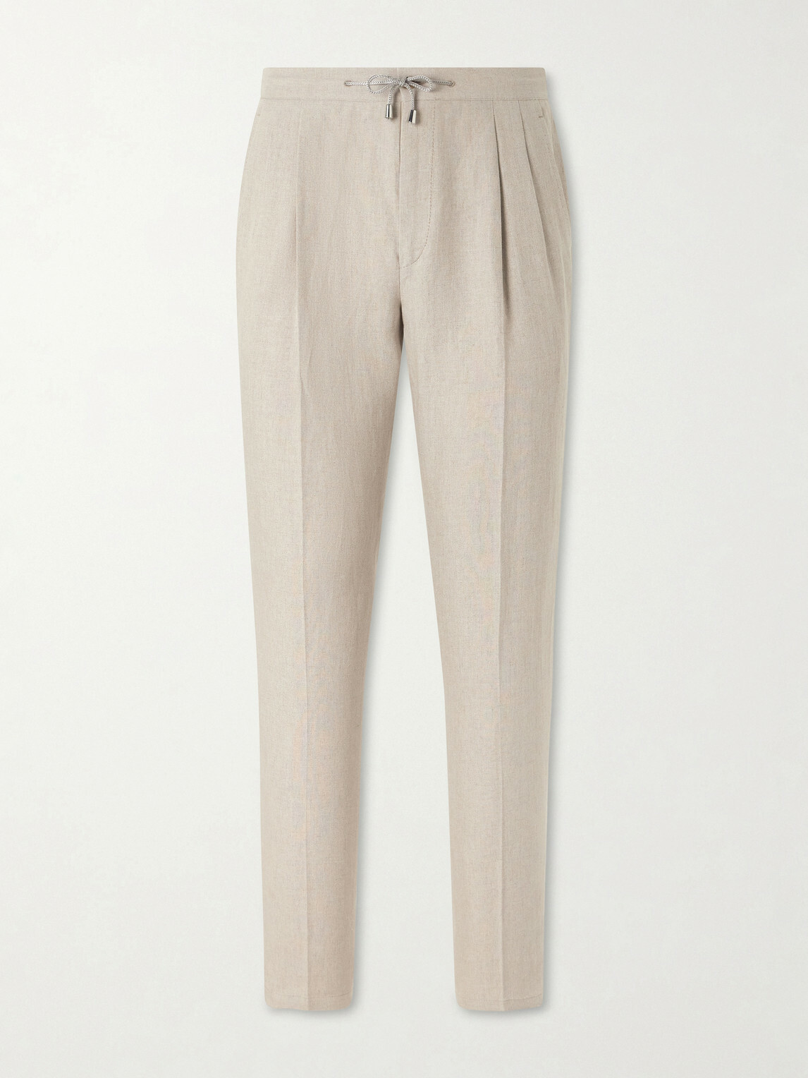 De Petrillo - Straight-Leg Pleated Linen Suit Trousers - Neutrals