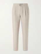 De Petrillo - Straight-Leg Pleated Linen Suit Trousers - Neutrals