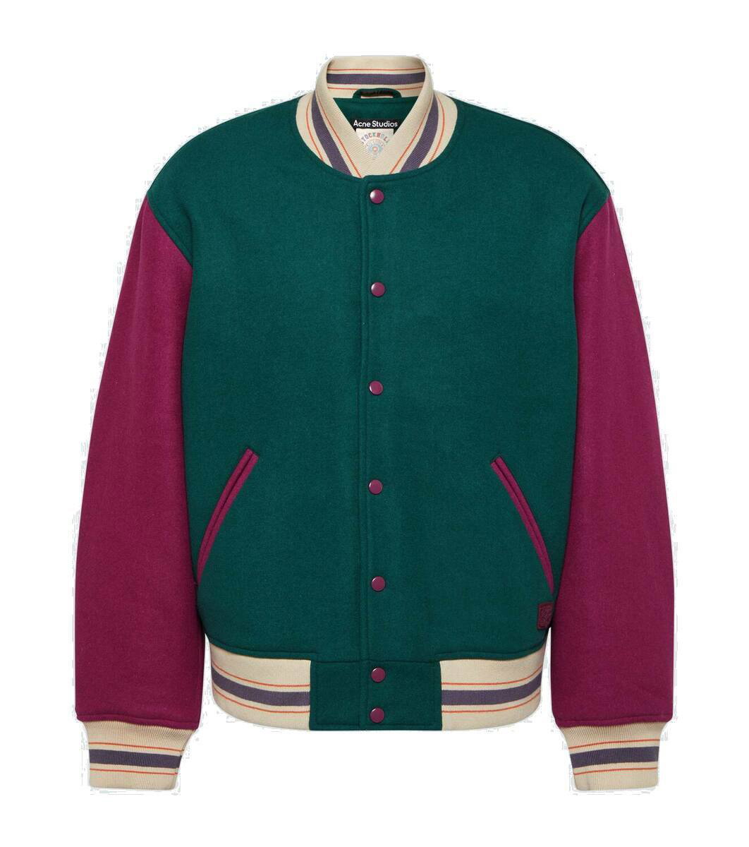 Acne Studios Colorblocked wool-blend varsity jacket Acne Studios