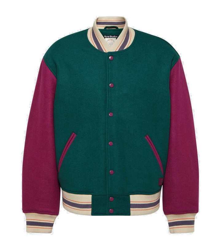 Photo: Acne Studios Colorblocked wool-blend varsity jacket