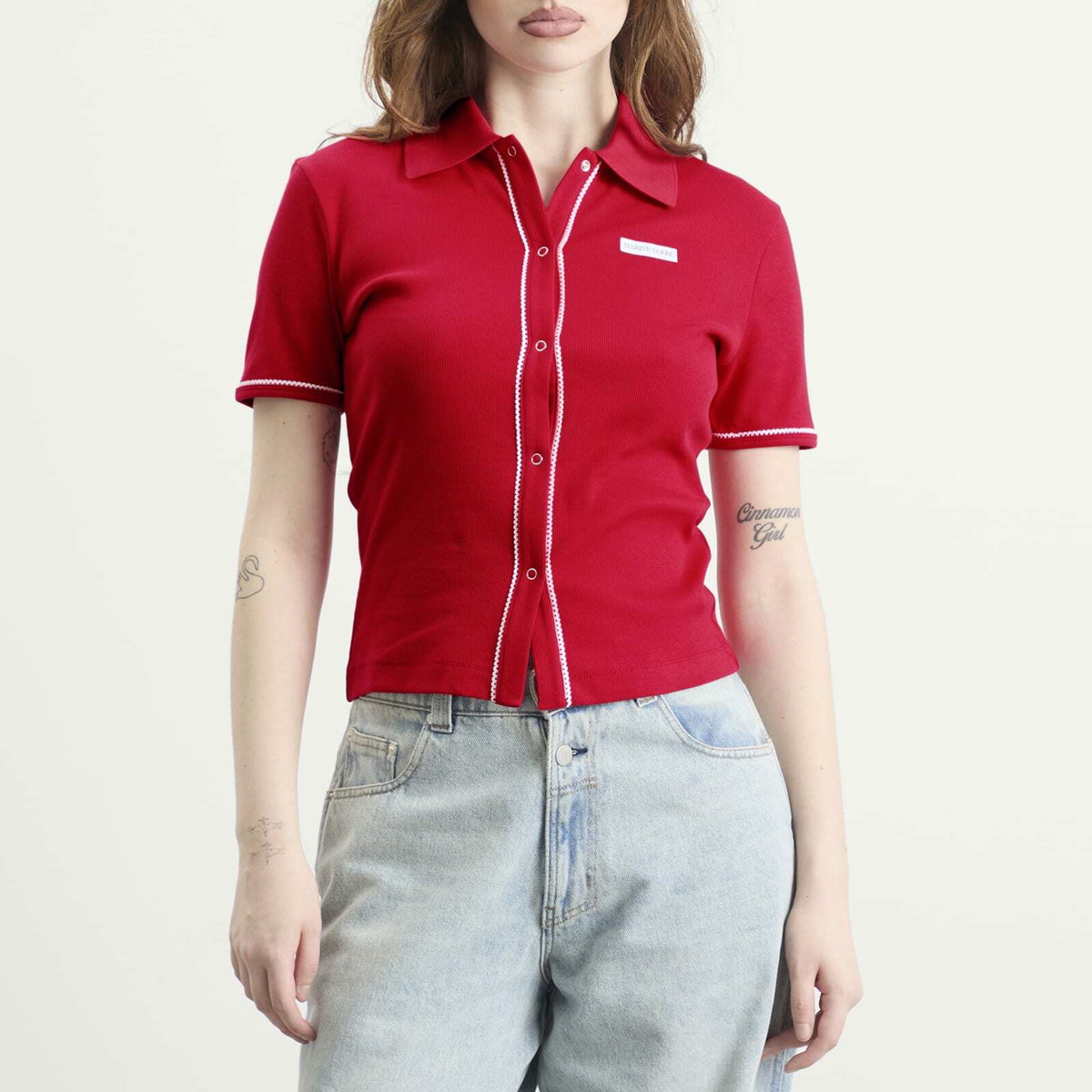 Marine Serre Women's Cute 70'S Polo T-Shirt in Red