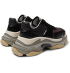 Balenciaga - Triple S Nylon, Mesh, Suede and Leather Sneakers - Men - Black