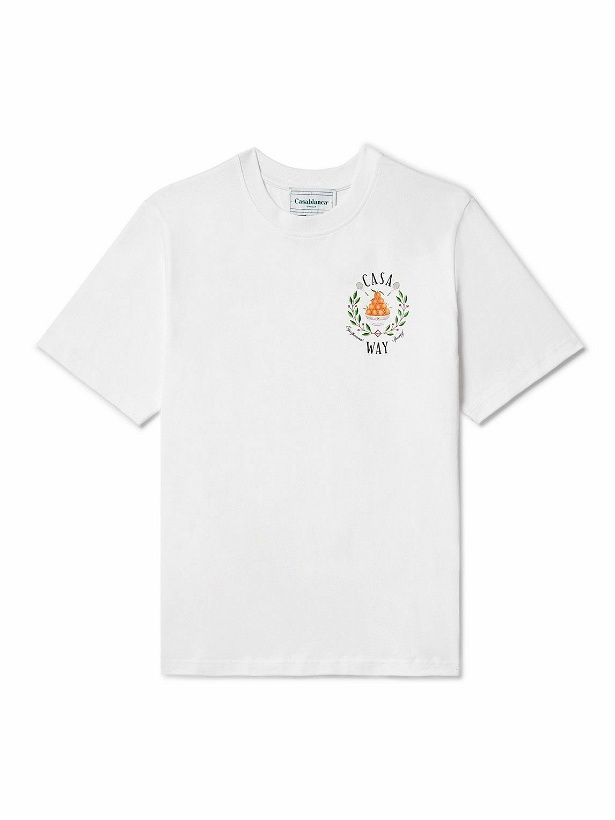 Photo: Casablanca - Casa Way Logo-Print Organic Cotton-Jersey T-Shirt - White