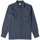 Universal Works Men's Soft Flannel Utility Overshirt in Navy