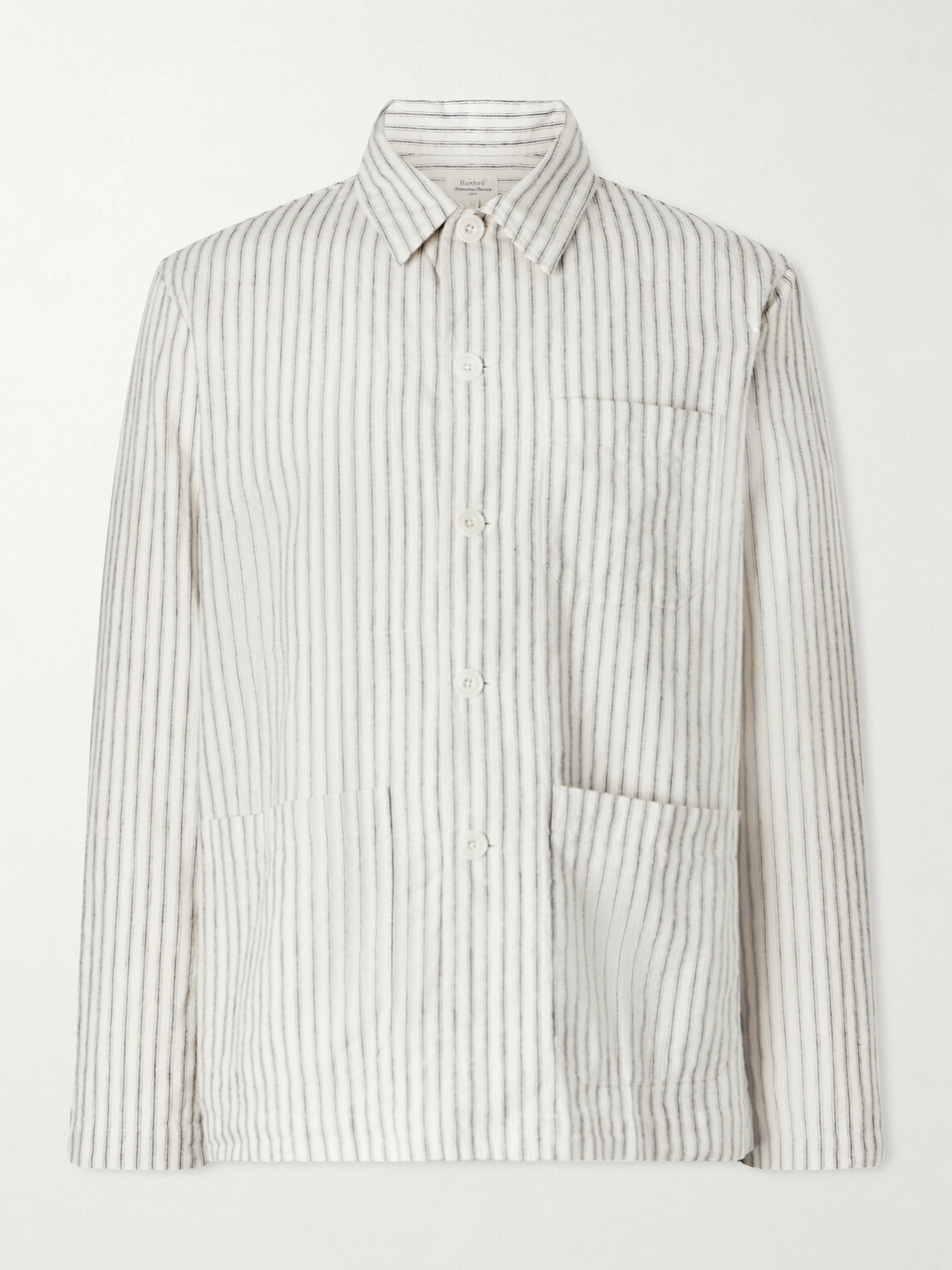Hartford - Perry Striped Linen and Cotton-Blend Woven Jacket - White