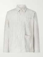 Hartford - Perry Striped Linen and Cotton-Blend Woven Jacket - White
