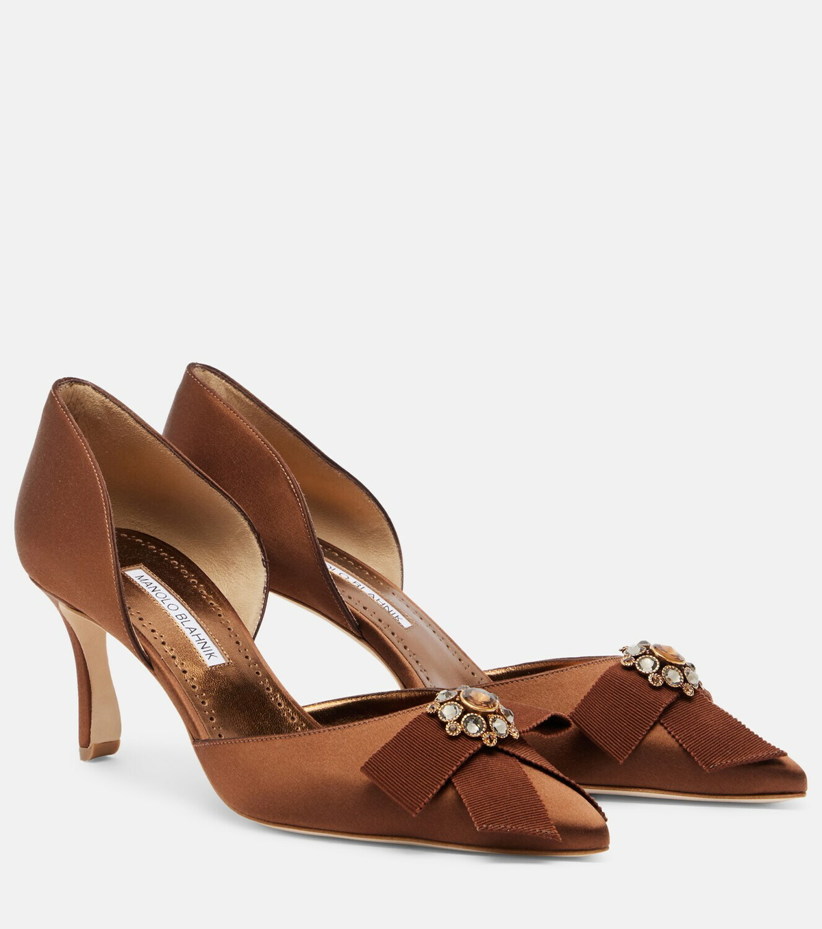 Manolo Blahnik Apidosa embellished satin pumps