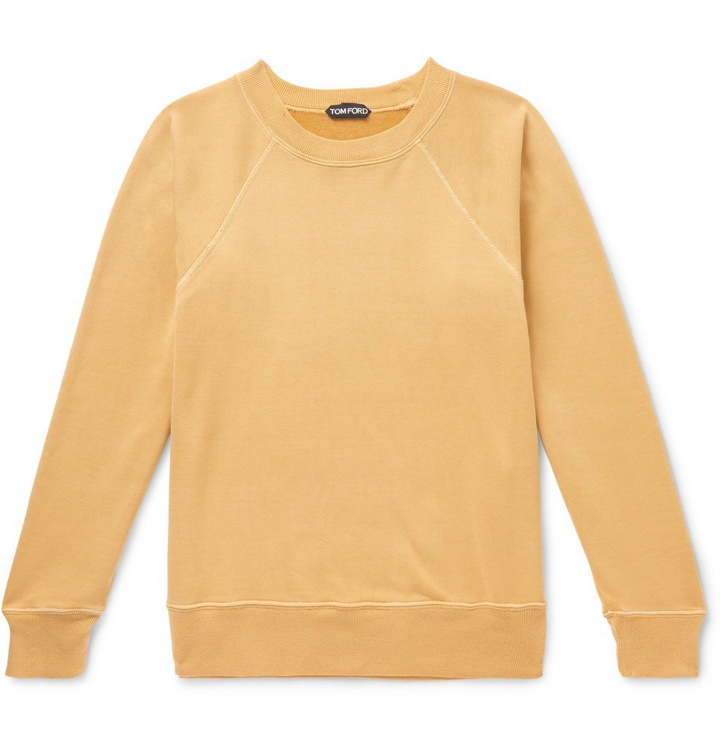 Photo: TOM FORD - Garment-Dyed Loopback Cotton-Jersey Sweatshirt - Men - Yellow