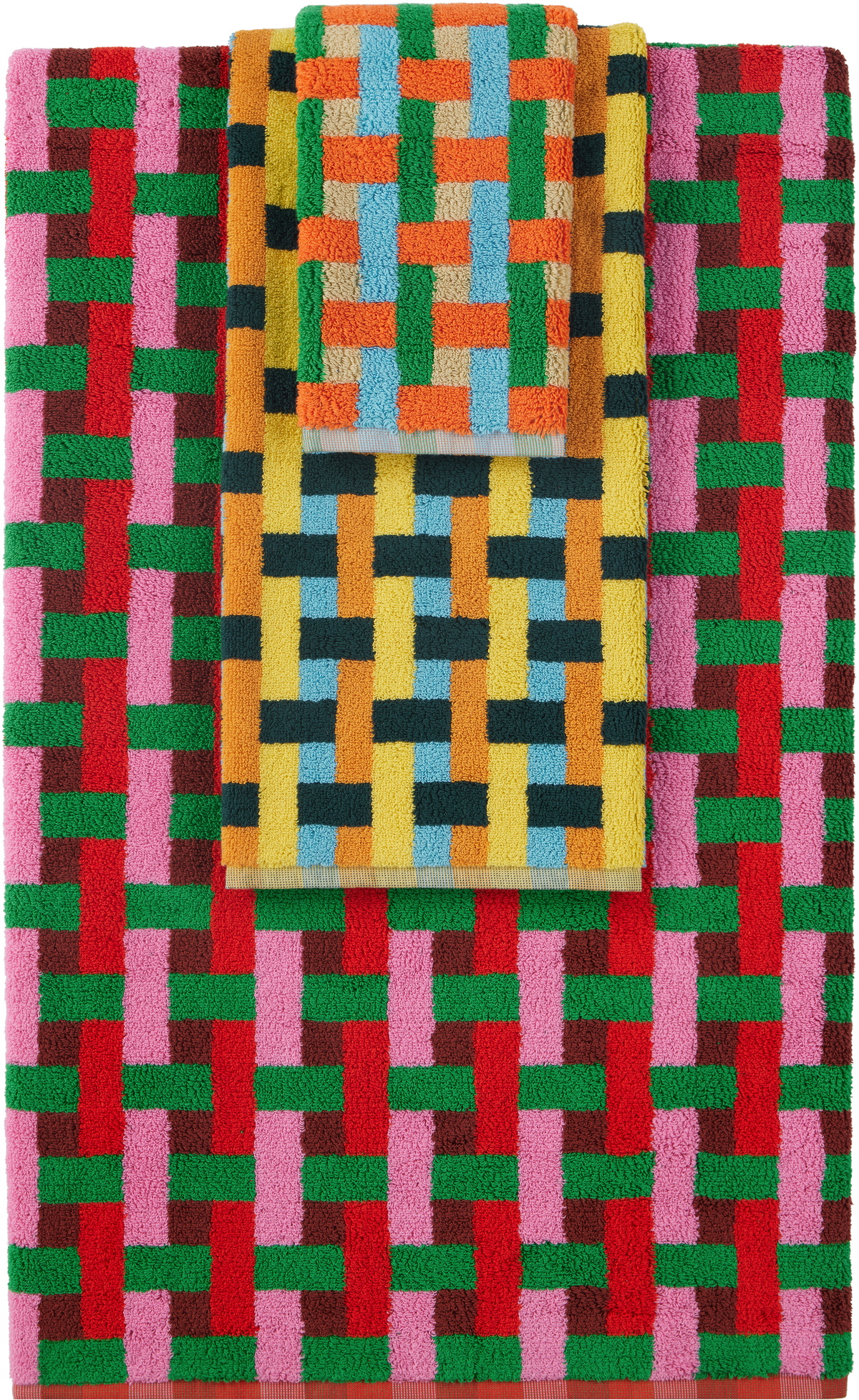 Dusen Dusen Multicolor Weave Towel Set, 3 pcs