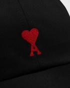 Ami Paris Red Ami De Coeur Embroidery Cap Black - Mens - Caps