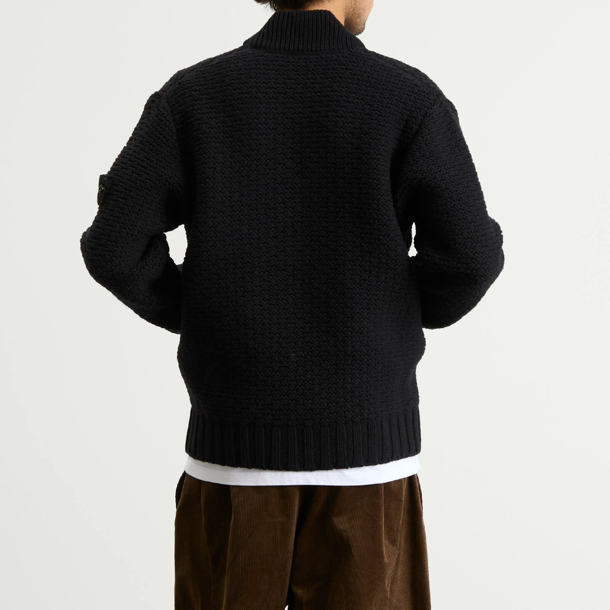 Stone Island Men's Pure Wool Bomber Jacket in Black