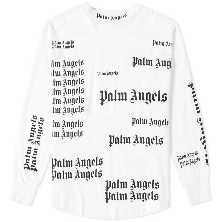 Photo: Palm Angels Long Sleeve Multi Logo Tee White & Black