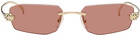 Cartier Gold Panthère de Cartier Geometrical Sunglasses