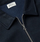 Hartford - Fleece-Back Cotton-Blend Jersey Half-Zip Sweatshirt - Blue