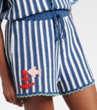 Alémais Crochet striped cotton shorts
