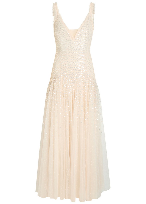 Photo: Needle & Thread Sequin-embellished Tulle Gown Cream
