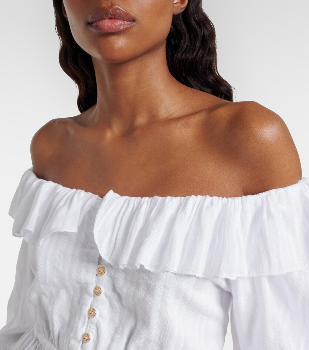 Melissa Odabash Corrine off-shoulder cotton poplin blouse