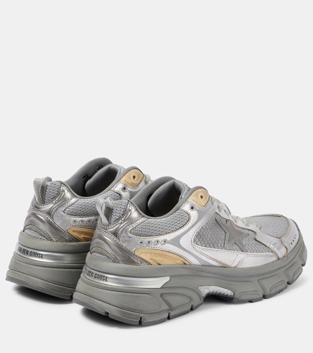 Golden Goose Lightstar metallic leather and mesh sneakers