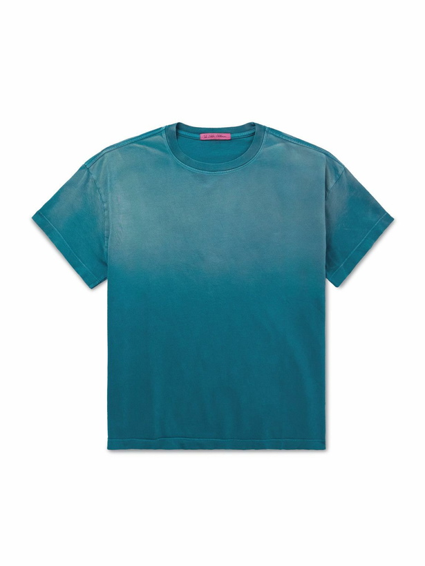 Photo: The Elder Statesman - Sun-Bleached Pica Cotton and Cashmere-Blend Jersey T-Shirt - Blue