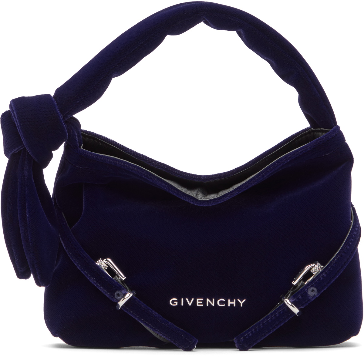 Givenchy Navy Velvet Nano Voyou Bow Detail Bag