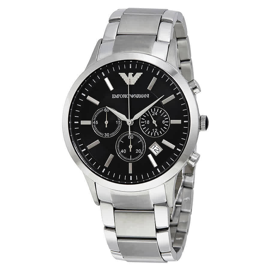 Emporio Armani Classic Chronograph Black Dial Steel Mens Watch AR2434 ...