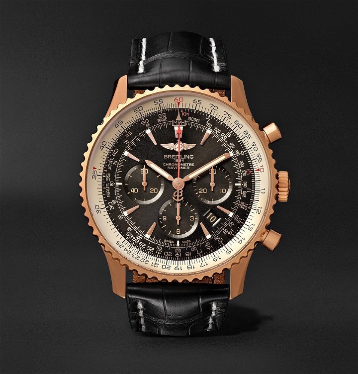 Photo: Breitling - Navitimer 1 Chronometer 46mm 18-Karat Red Gold and Crocodile Watch - Men - Black