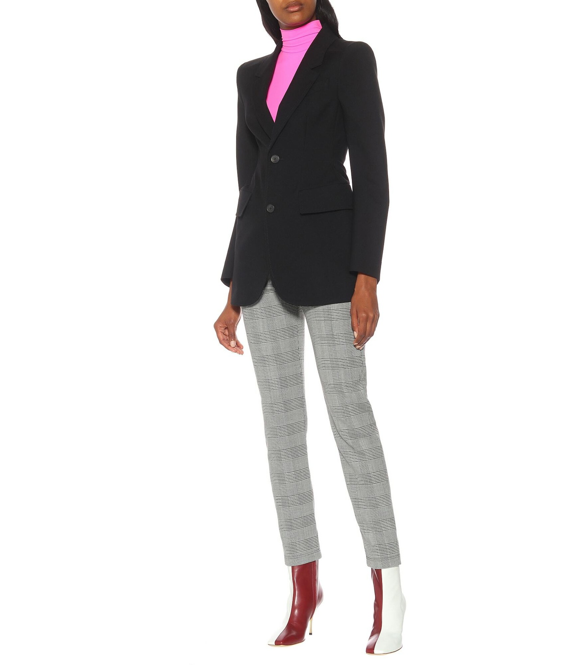 Unravel - Checked wool-blend skinny pants