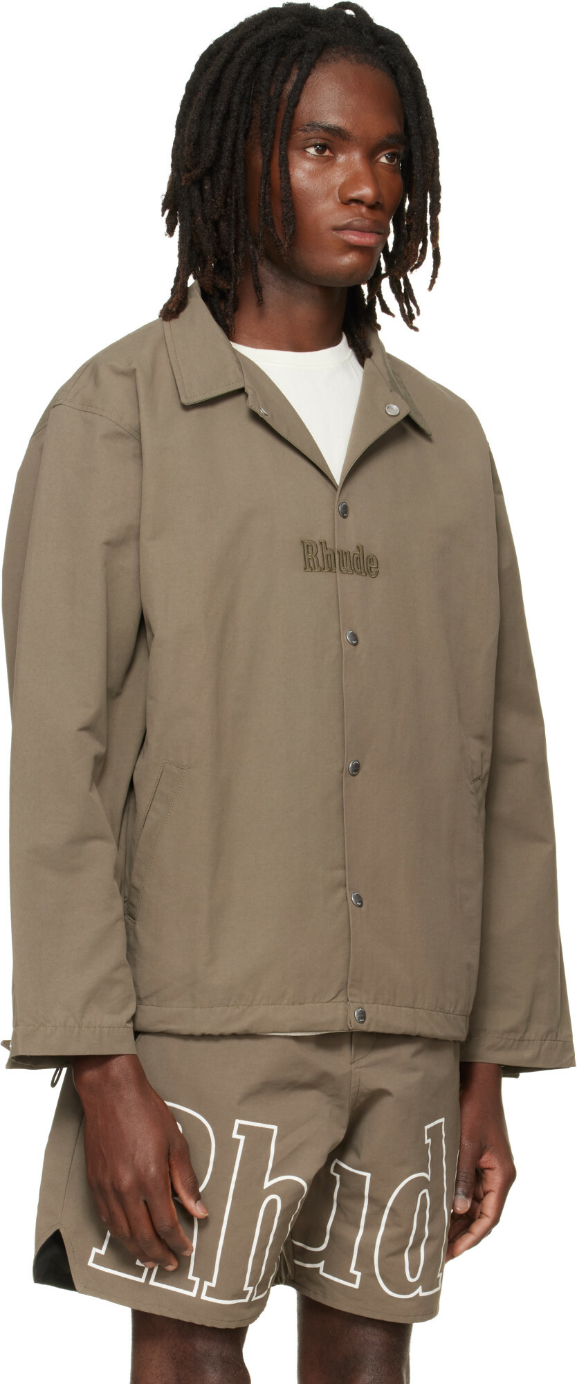 Rhude Taupe 'Rhude' Logo Coaches Jacket