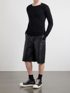 Rick Owens - Straight-Leg Full-Grain Leather Shorts - Black