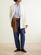 Barena - Tapered Linen and Cotton-Blend Trousers - Blue