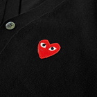 Comme des Garçons Play Men's Red Heart Cardigan in Black