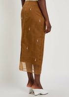 Rohe Pearl-embellished Silk-organza Midi Skirt Bordeaux