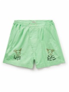 BODE - See You at the Barn Straight-Leg Bead-Embellished Checked Cotton Shorts - Green
