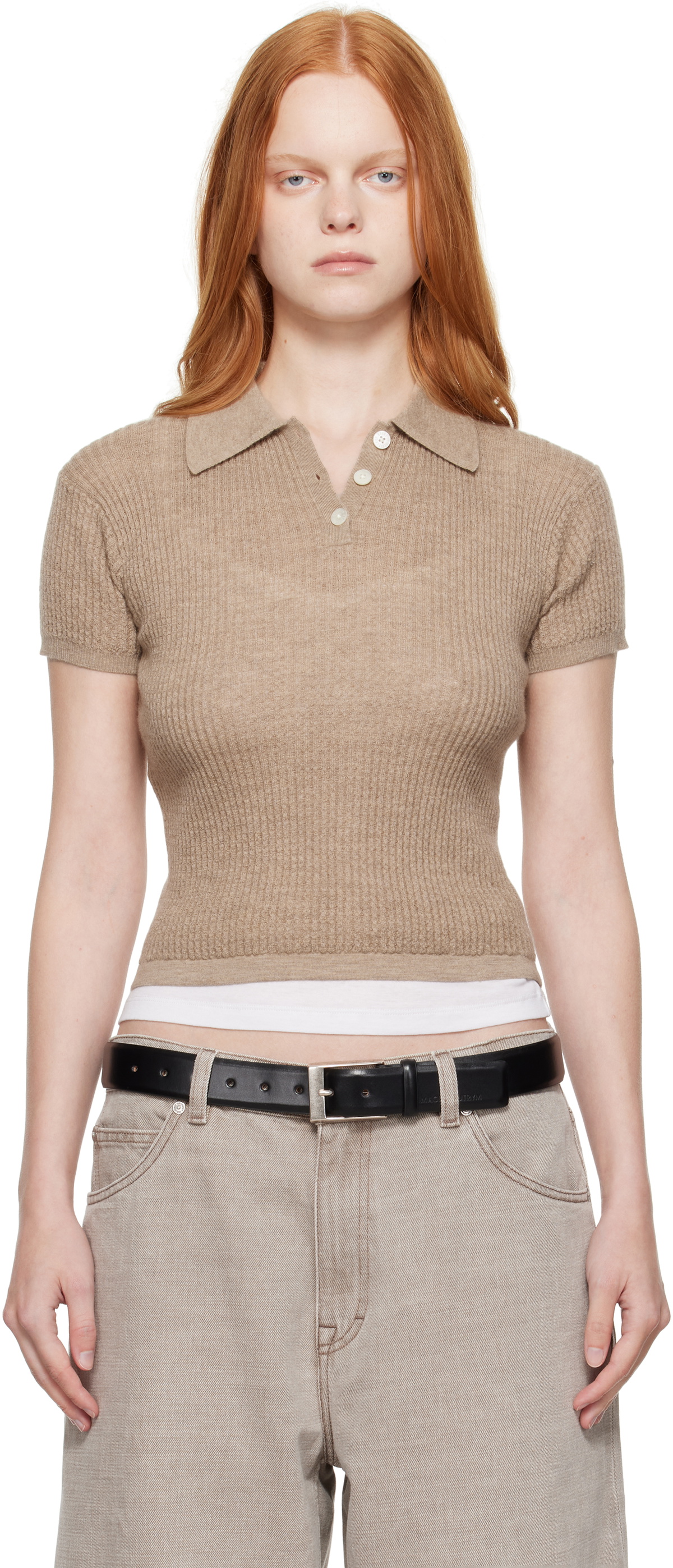 Guest in Residence Taupe Shrunken Polo