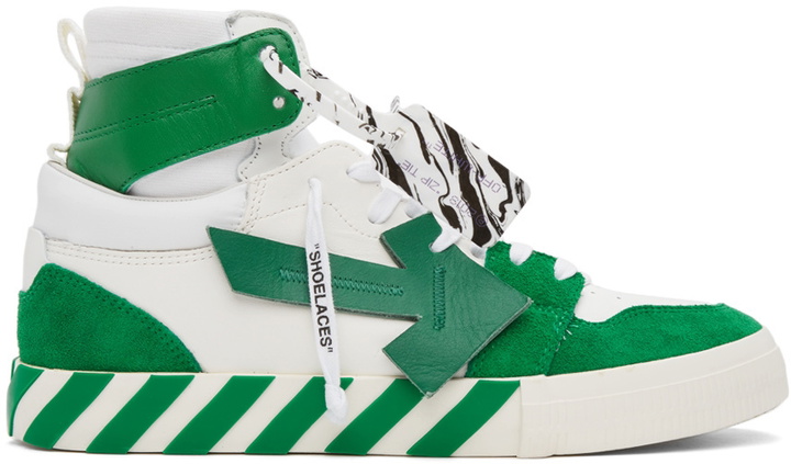 Photo: Off-White White & Green Vulcanized High Sneakers