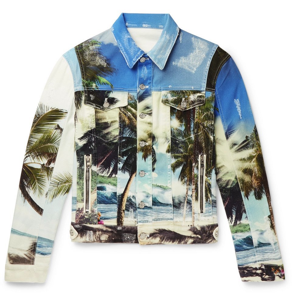 Balmain - Printed Distressed Denim Jacket - Blue Balmain Balmain - Printed Distressed Denim Jacket - Blue Balmain