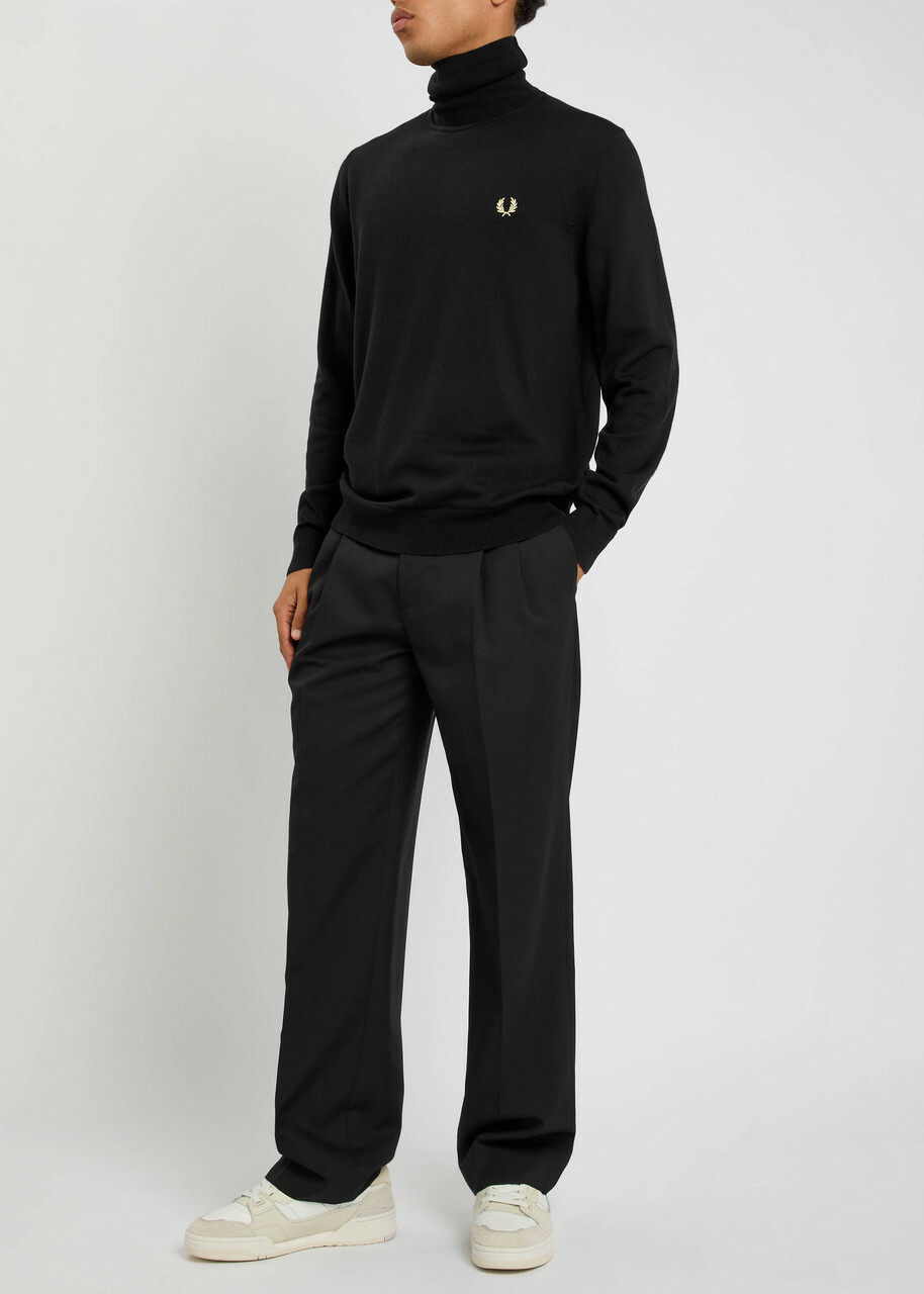 Fred Perry Logo-embroidered Wool-blend Jumper Black