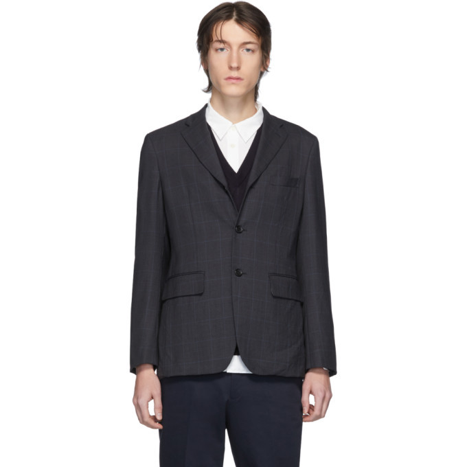 Comme des Garcons Homme Deux Grey Wool Check Blazer Comme des