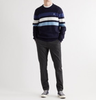 POLO RALPH LAUREN - Logo-Embroidered Striped Honeycomb-Knit Cotton Sweater - Blue