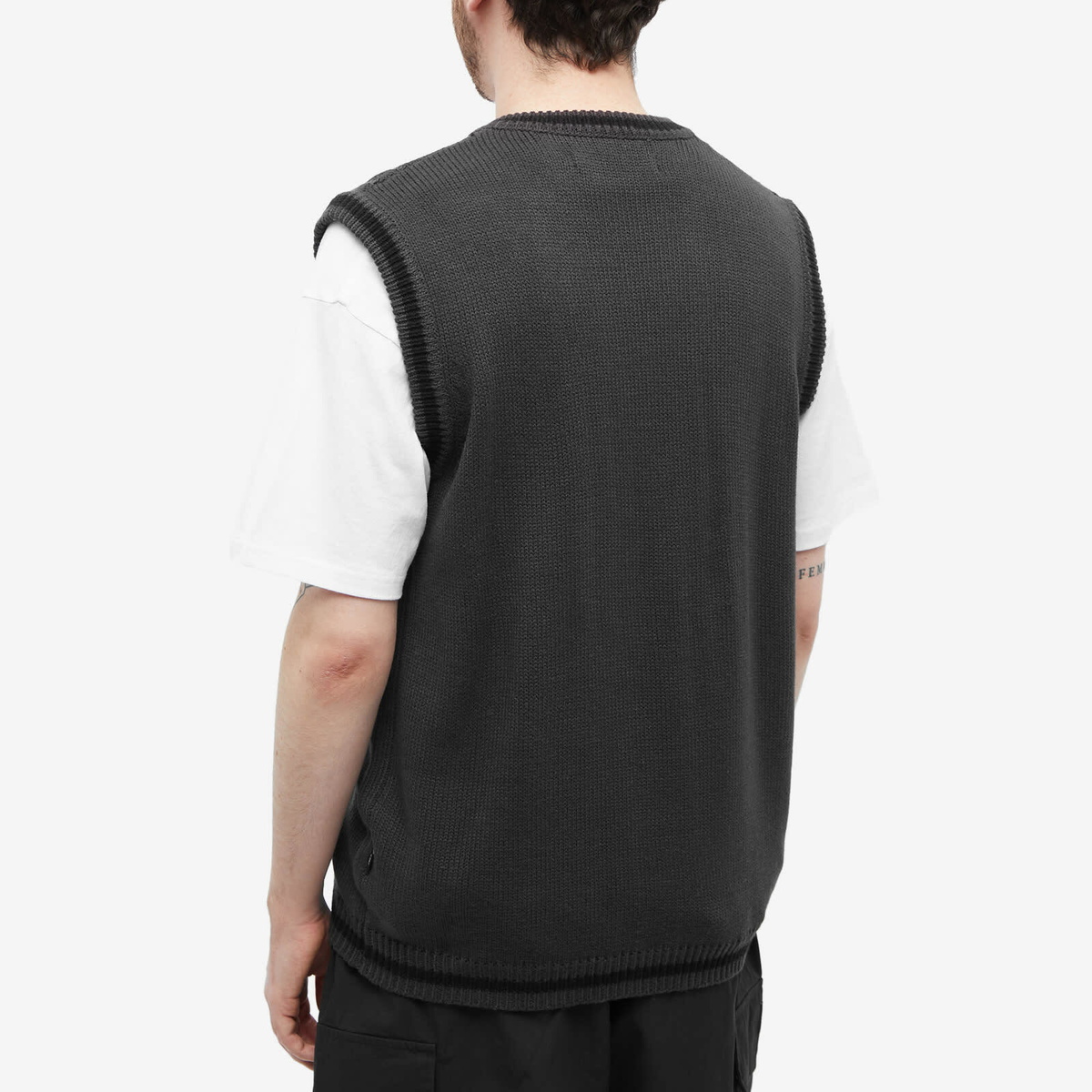 LMC Men's Arch Logo Cable Knit Vest in Black
