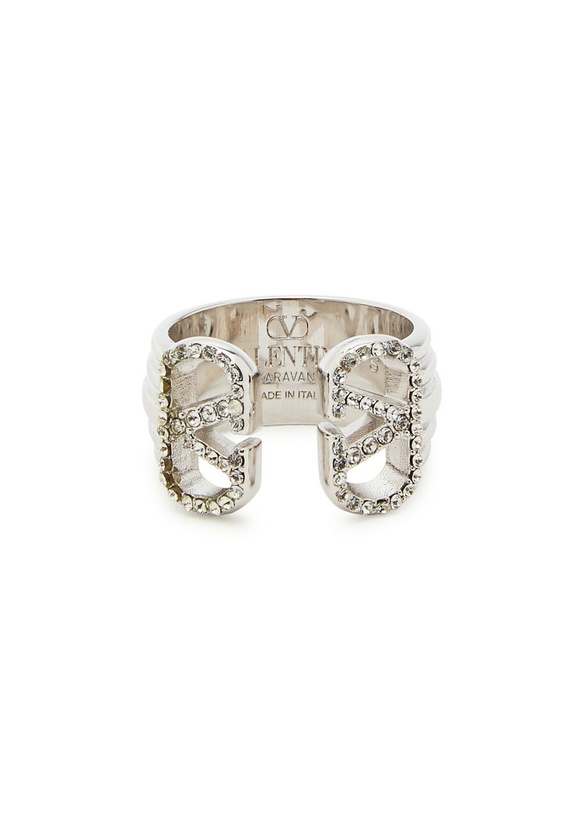 Photo: Valentino Garavani Vlogo Swarovski Crystal-embellished Ring Gold