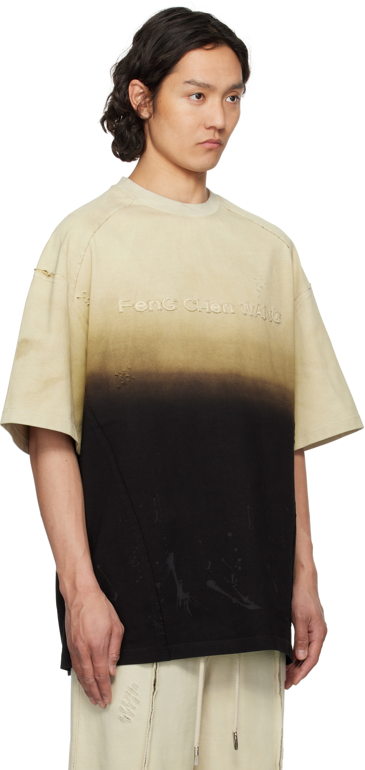 Feng Chen Wang Beige & Black Gradient T-shirt