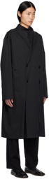LEMAIRE Black Wrap Collar Trench Coat