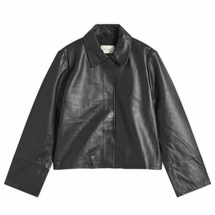 Photo: ST. Agni Women's Leather Minimal Jacket in Black