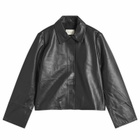 ST. Agni Women's Leather Minimal Jacket in Black