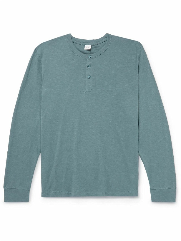 Photo: Onia - Slub Cotton-Jersey Henley T-Shirt - Blue