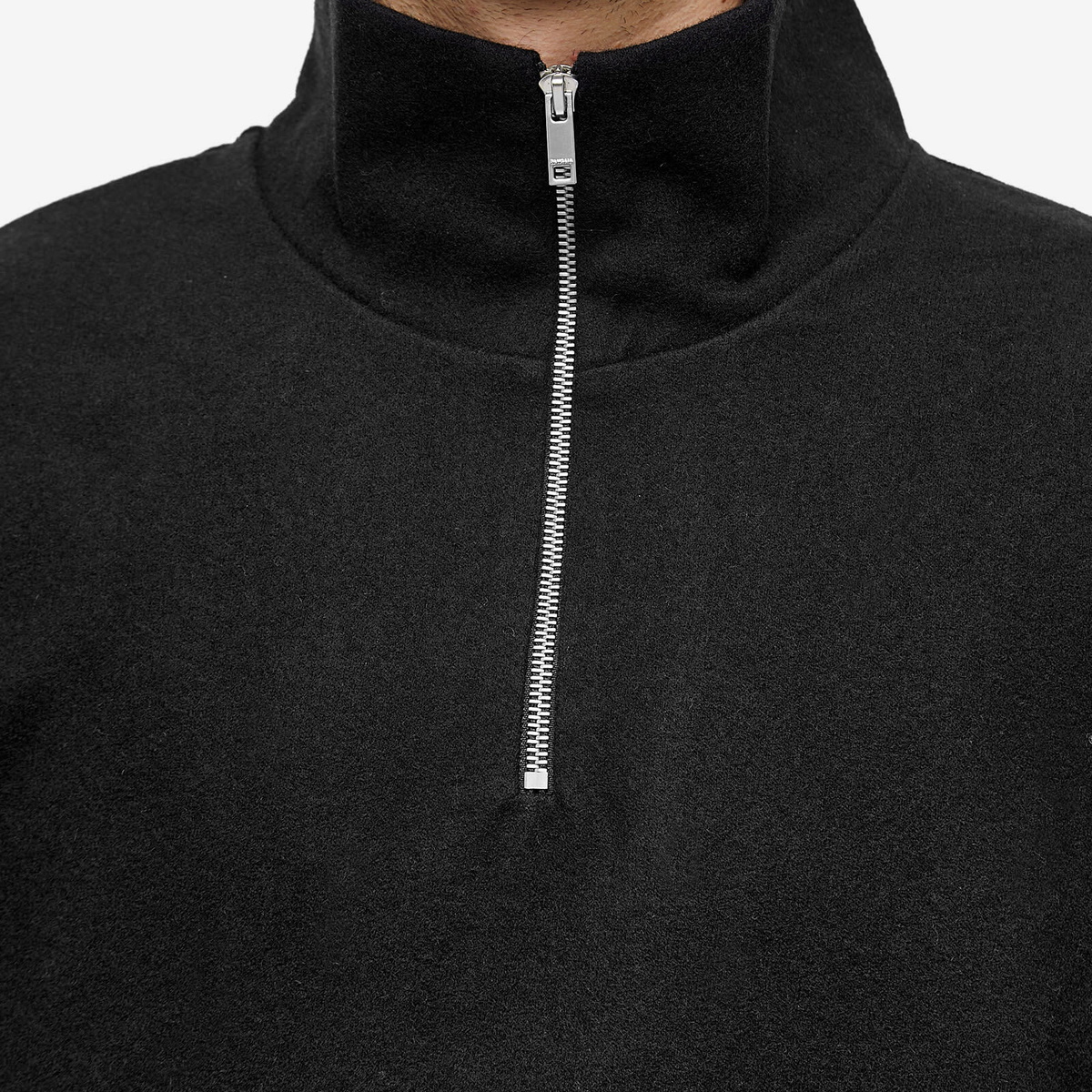 Pangaia Men's Wool Jersey Half Zip Sweat in Black