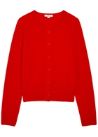 Vince Scalloped Trims Wool and Cashmere-blend Cardigan Red