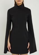 Solace London Laurel Bell-sleeve Crepe Mini Dress Black
