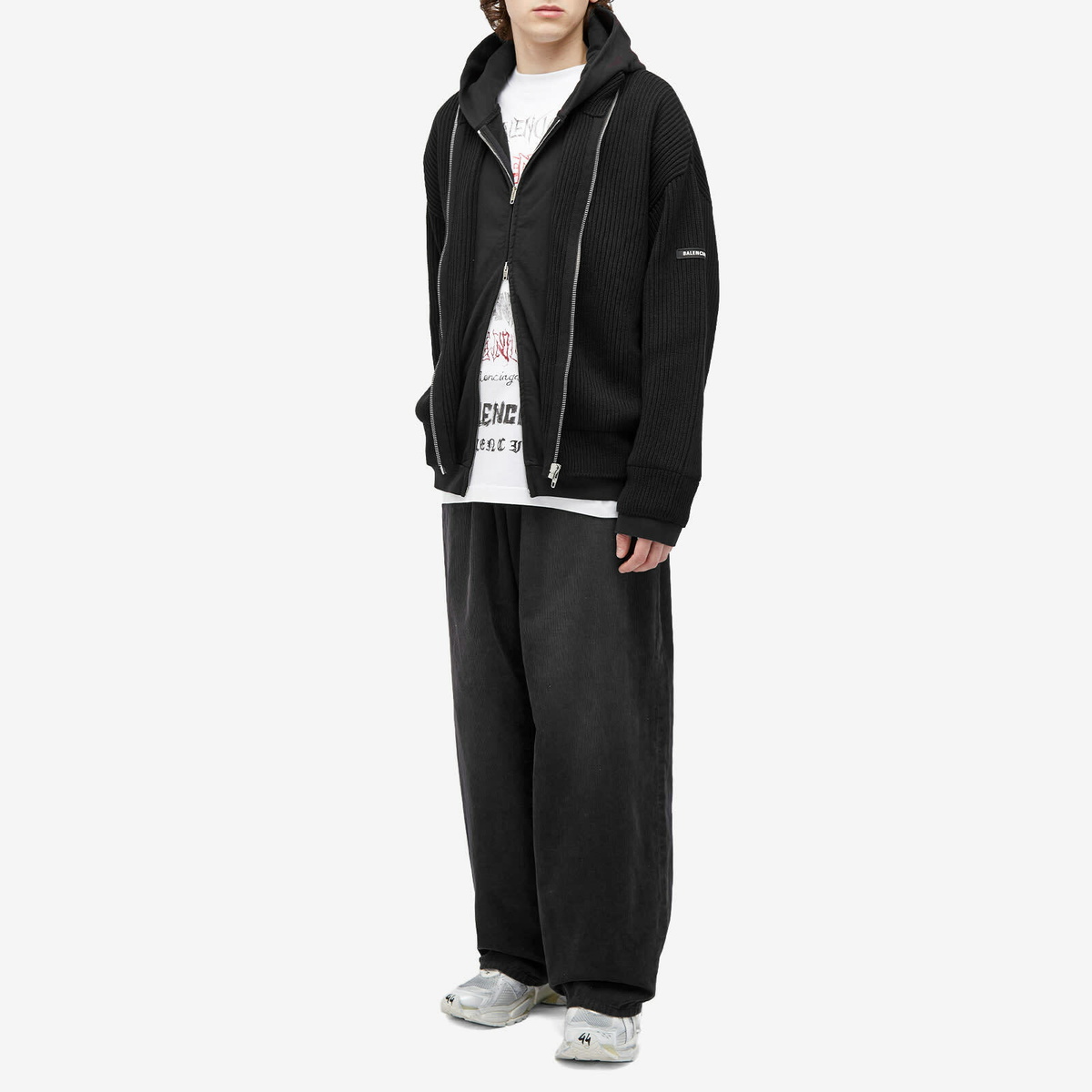 Balenciaga Men's Zip Up Cardigan in Black Balenciaga